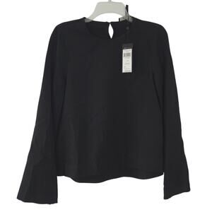 New BCBG MaxAxria Black Textured Blouse XS Tonal Blac MSRP $158 Tracey Blouse